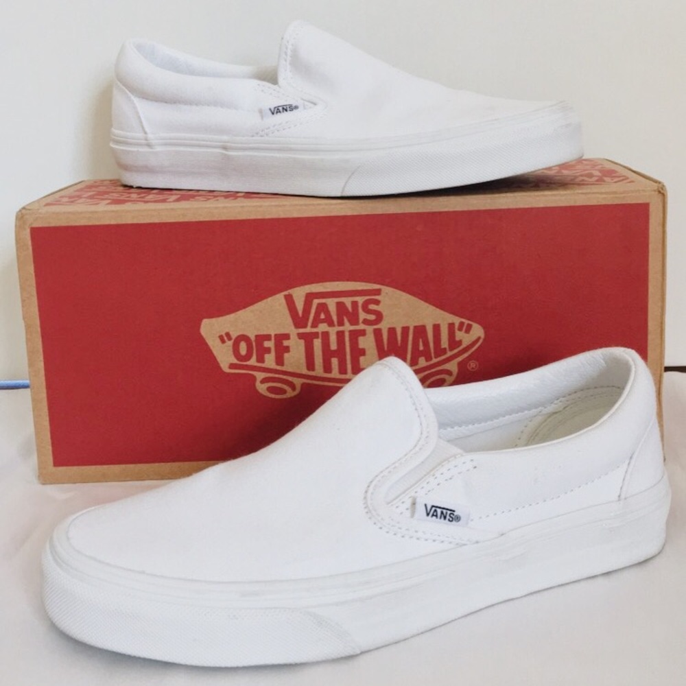 white slip on vans